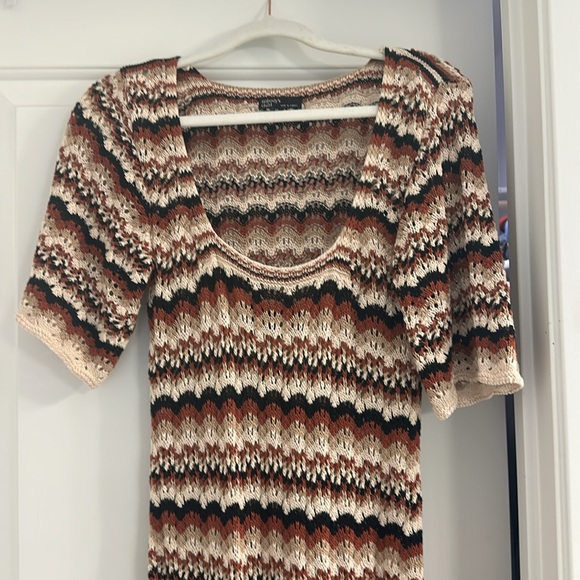 Brown Tan Nobody’s Child Midi Crochet like Knit Dress - Picture 6 of 6